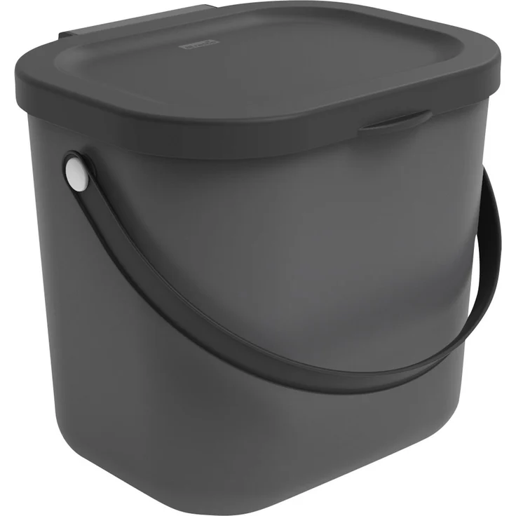 Rotho 'Albula' Biomülleimer mit Deckel, Kunststoff (BPA-frei), 6 Liter, Grau – Bild 1