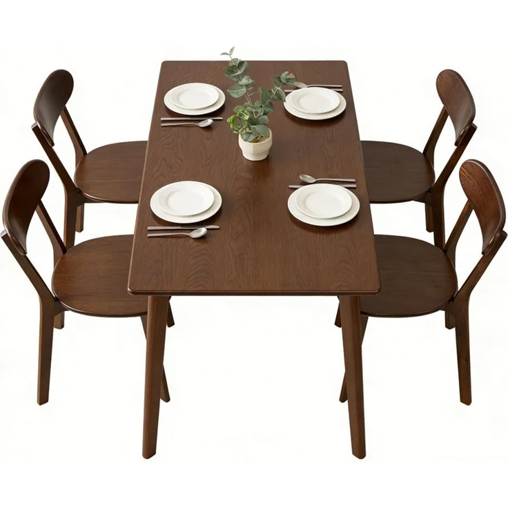 BBWL Esszimmerstuhl 2er Set, mit geschwungener Rückenlehne und verstellbaren Fußpads, Massivholz Esszimmerstühle Set, Mid Century Küchenstühle – Bild 2