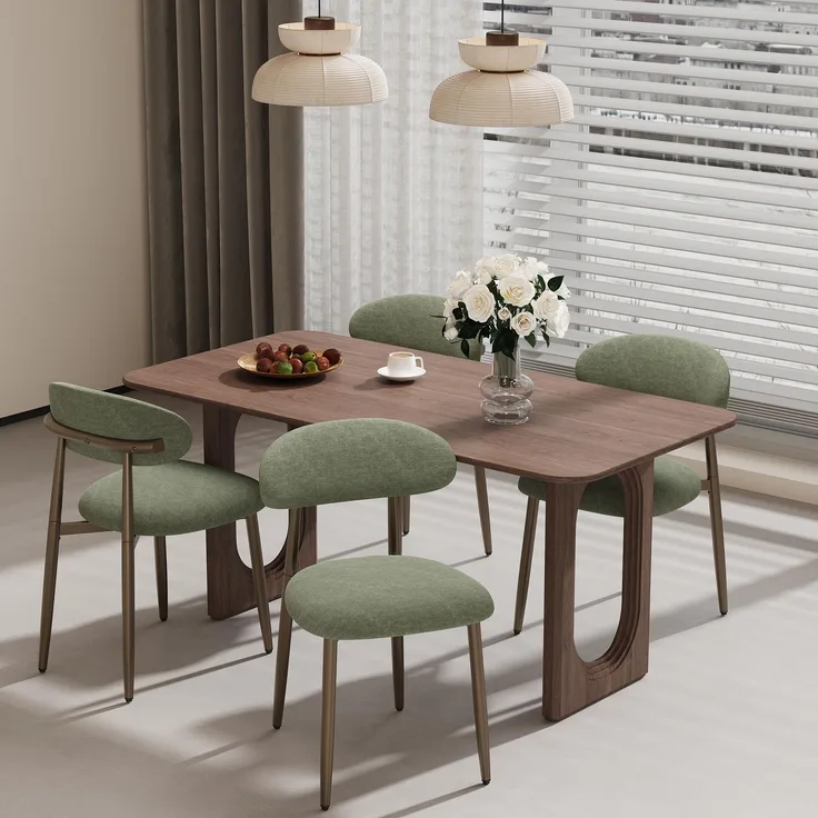 MALOL Esszimmerstühle 4er Set, Gepolsterte Stühle Esszimmer, Küchenstühle, Esstisch Stühle mit geschwungener Rückenlehne & Metallfüßen, Moderne Stoffstühle für Küche, Wohnzimmer und Gastronomie, Grün