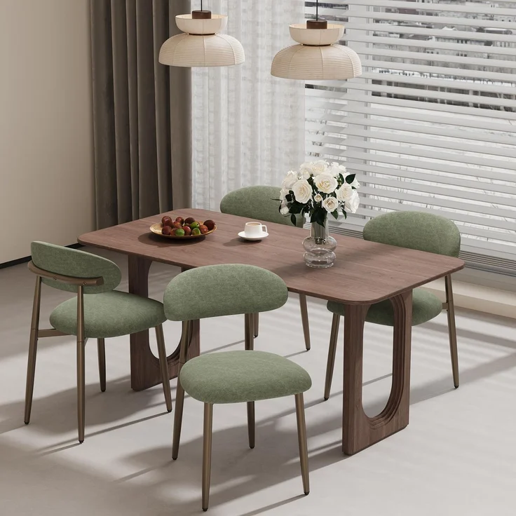 MALOL Esszimmerstühle 4er Set, Gepolsterte Stühle Esszimmer, Küchenstühle, Esstisch Stühle mit geschwungener Rückenlehne & Metallfüßen, Moderne Stoffstühle für Küche, Wohnzimmer und Gastronomie, Grün