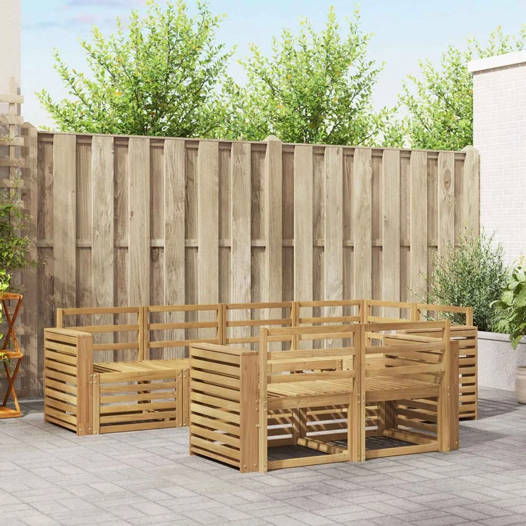 vidaXL Outdoor-Sofagarnitur 7 stk. 7-Sitzer Weiß Massivholz Akazie 3391999 – Bild 1