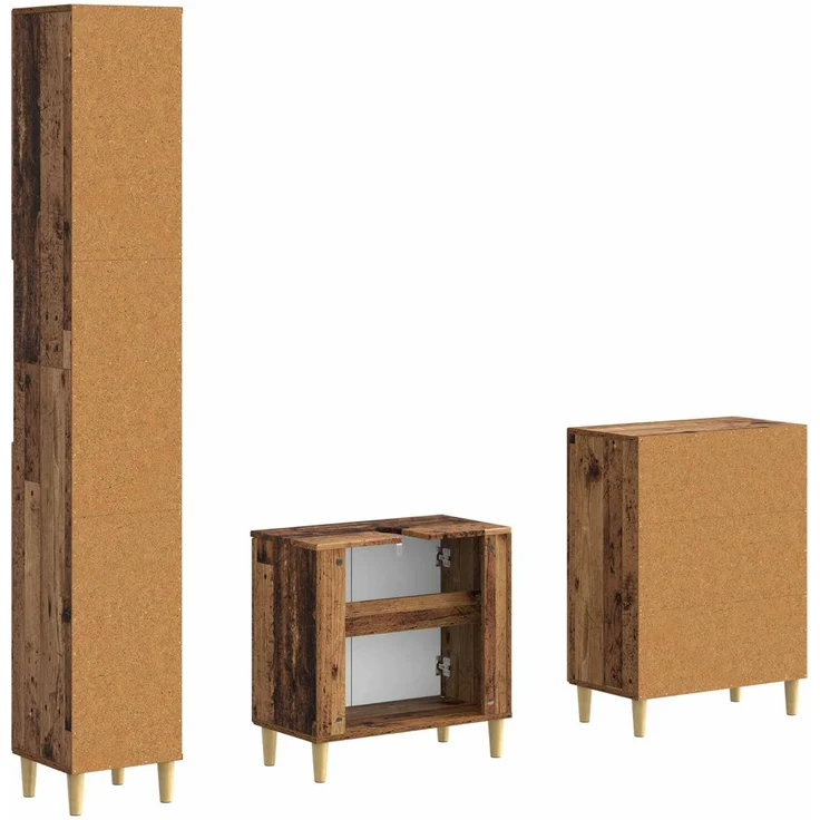 vidaXL 3-teiliges Badezimmer-Schranksystem DELFT Altholz Holzwerkstoff 3417466 – Bild 5