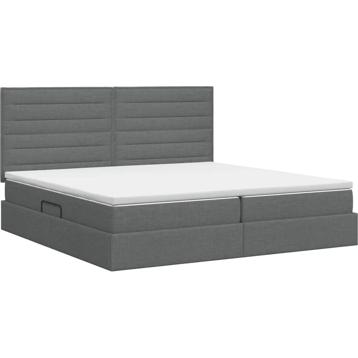 vidaXL Aufbewahrungsbett mit Matratze Dunkelgrau 200 x 200 cm Stoff 3459463 – Bild 8