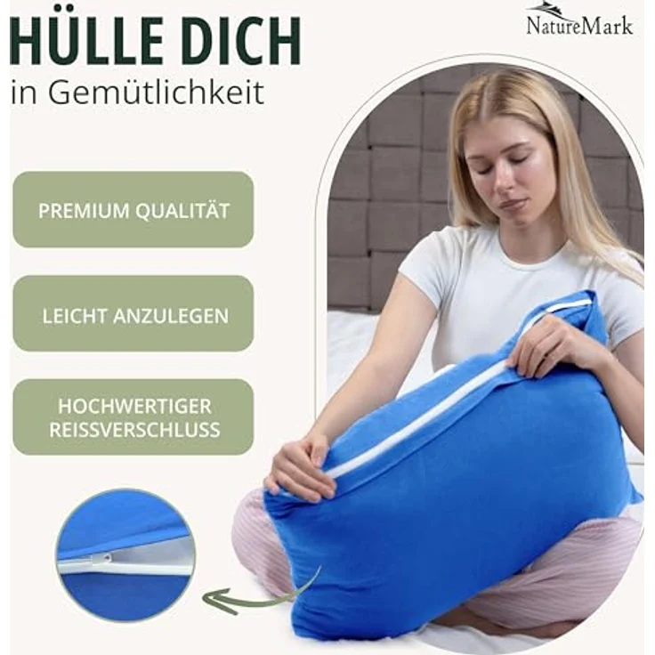 NatureMark 2er Pack Jersey Kissenbezug Kissenhülle Kissenbezüge Seitenschläferkissen Nackenkissen viele Größen und Farben ÖKO-TEX (40x60 cm (Nackenkissen geeignet), Royal blau) – Bild 6