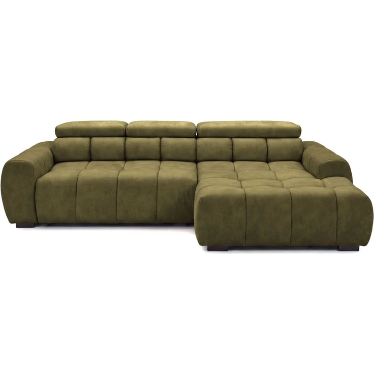 Ecksofa Schlafsofa VELUNIO RELAX in Stoff Salvador Olivgrün Ottomane Rechts – Bild 5