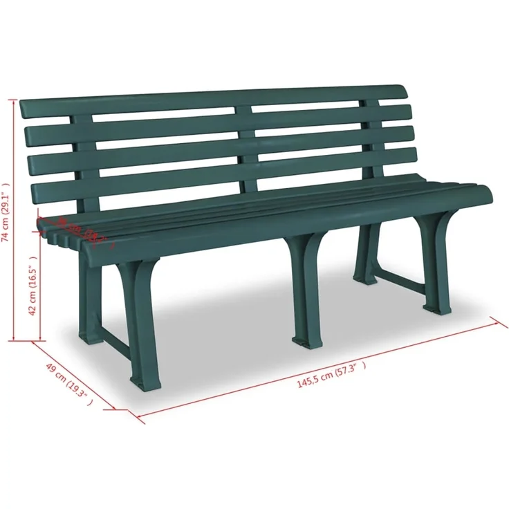 Parkbank KATO 145,5 cm Kunststoff Grün | Gartenbank wetterfest Terrassenbank 3 Sitzer Sitzbank Rückenlehne – Bild 7