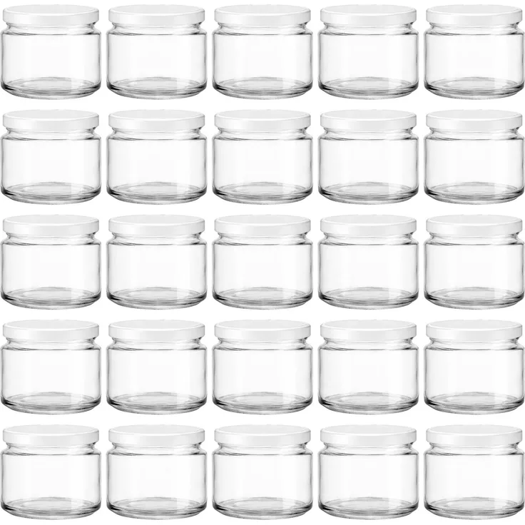 hocz 25x Marmeladengläser 330 ml | mit Deckel Weiß TO 82 | Einmachgläser mit Schraubdeckel zum befüllen | Sturzgläser für Marmelade Schraubgläser | leere Gläser Set | 25 Stück