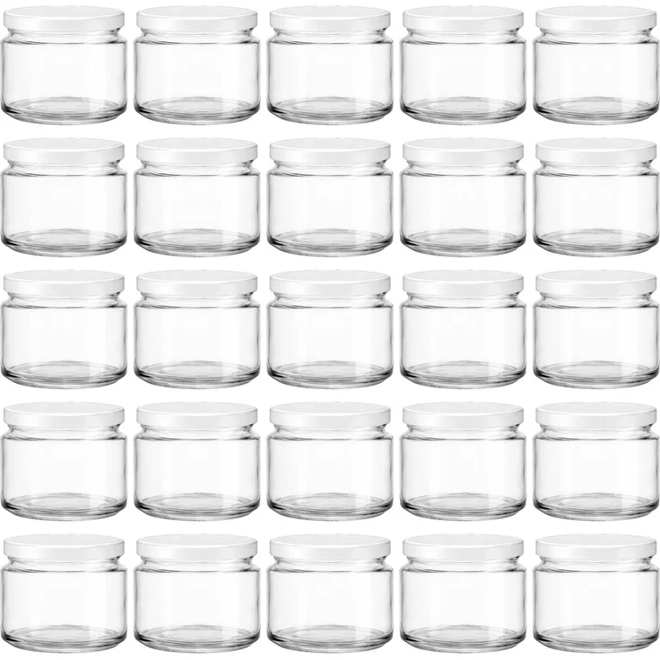hocz 25x Marmeladengläser 330 ml | mit Deckel Weiß TO 82 | Einmachgläser mit Schraubdeckel zum befüllen | Sturzgläser für Marmelade Schraubgläser | leere Gläser Set | 25 Stück
