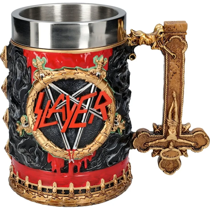 Figuren Shop GmbH Bierkrug Krug Slayer - Reign In Blood - Band Merchandise Bierkrug Dekoration Me, Kunststein (Polyresin), Edelstahl
