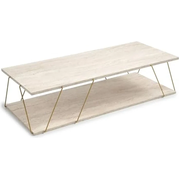 Couchtisch, 'Labranda', 30 x 50 x 120, Travertin , Gold – Bild 7