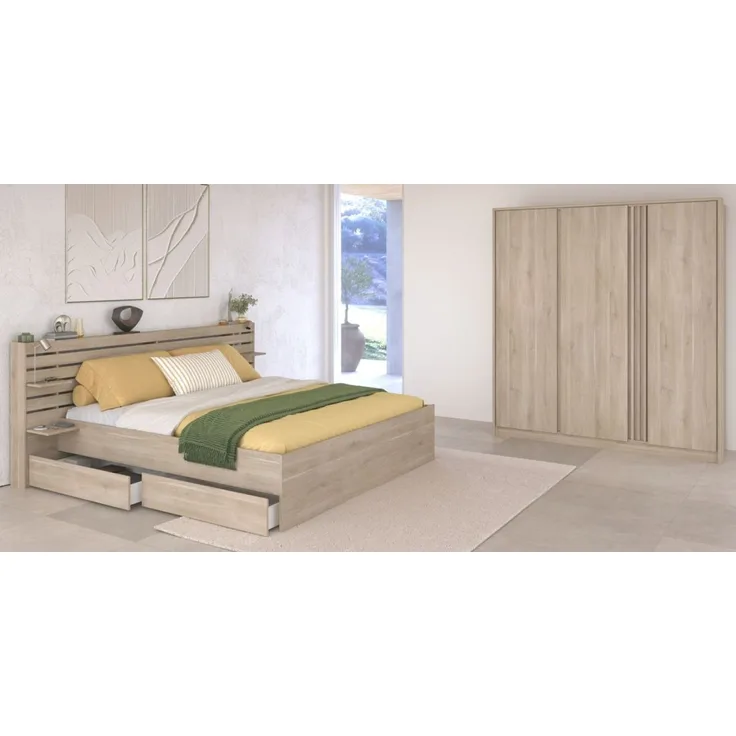 Parisot Schlafzimmer komplett Escale in Eiche 140 x 200 cm