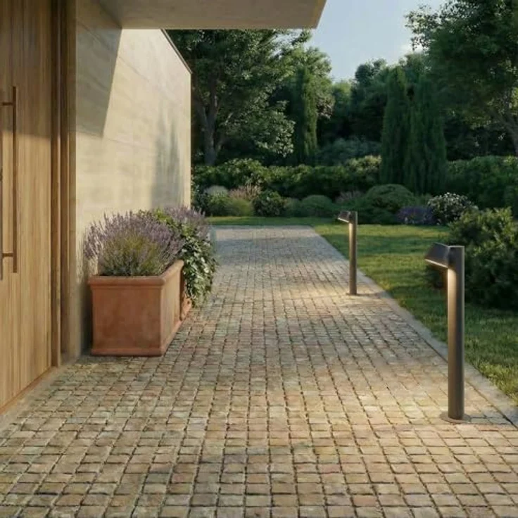 Lindby Außenleuchte Ileyna, spritzwassergeschützt (IP44), Schwarz, 1-flammig, GU10, Wegeleuchte Pollerleuchte – Bild 3