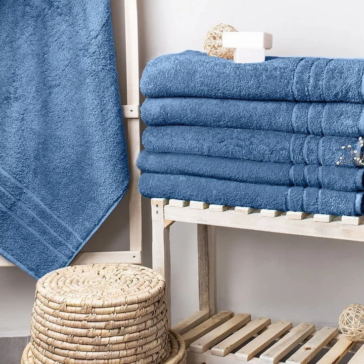 Komfortec 2er Saunatuch Set 80x200 cm aus 100% Baumwolle, XXL-Saunatücher, Sauna Handtuch, Weich, Groß, Frottee, Schnelltrocknend, Hellblau – Bild 2