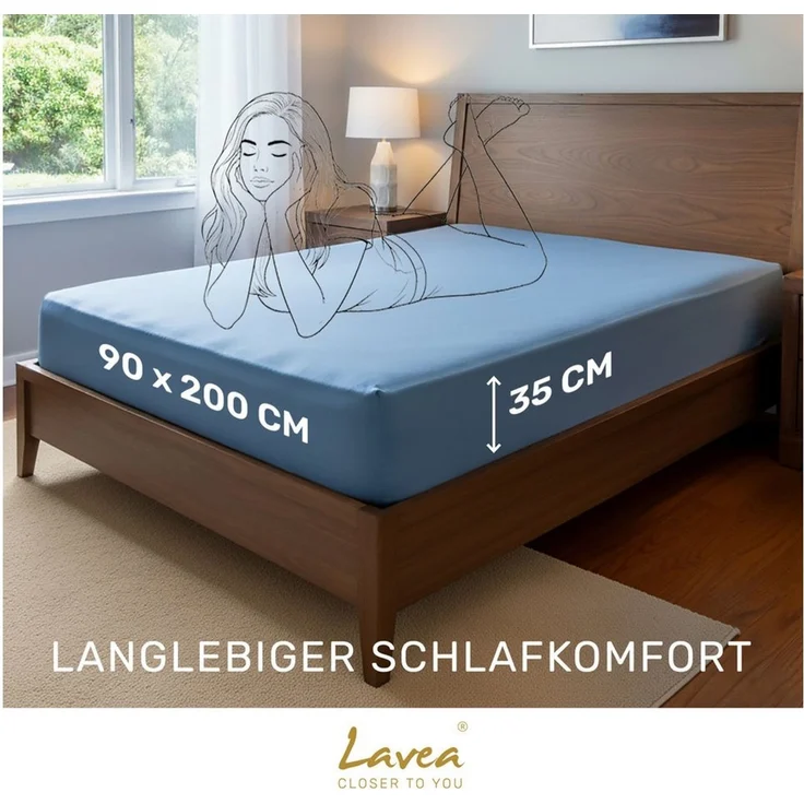 Lavea Spannbettlaken Bettlaken, Spannlaken Mikrofaser, 180x200 cm, 200x200 cm, (2 Stück), kühlend & atmungsaktiv, schnelltrocknend, weich, pflegeleicht – Bild 2