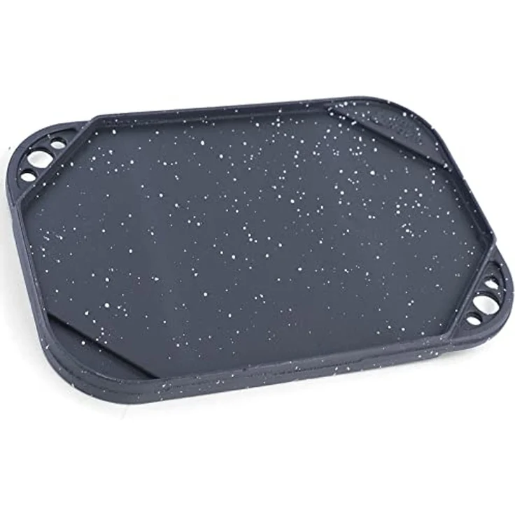 BBQ Grill Wendeplatte Planchaplatte Gusseisen Antihaftbeschichtet 30x20 cm – Bild 3