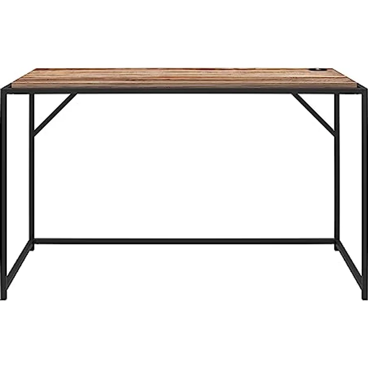 DHP Furniture Quincy Schreibtisch, aus Spanplatte Eicheoptik, schwarzes Metallgestell (BxTxH) 123x51x74 cm
