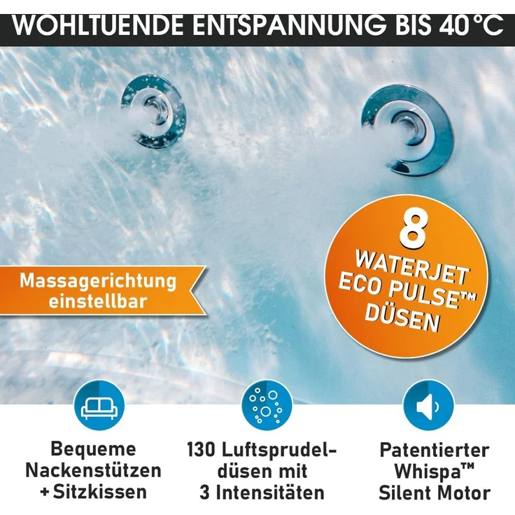 BRAST Whirlpool MSpa Denver & Rova mit Fester Außenwand, Ø182x70cm, (Stromsparend, LED Beleuchtung), für 6 Personen, Ganzjähriger Einsatz – Bild 5