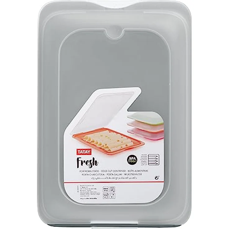 TATAY Aufschnittboxen für Kühlschrank | 3er Set Standard | Frischhaltedosen mit Deckel, Stapelbar | Geeignet für Gefrierschrank, Mikrowelle und Spülmaschine | BPA-frei, 17 x 3,2 x 25,2 cm, Grau – Bild 5