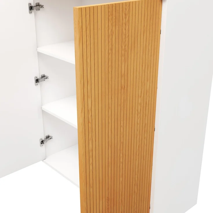 ZUBALIYA Modernes Büromöbel-Set & Schreibtisch-Set mit Aktenschrank – 140cm Computertisch mit Klappfach, Unterschränken & Rillendesign, Holzoptik & Weiß, Großer Arbeitsplatz für Home Office & Büro – Bild 21