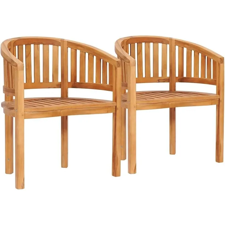 vidaXL Bananenstühle 2 Stk. Massivholz Teak 48019