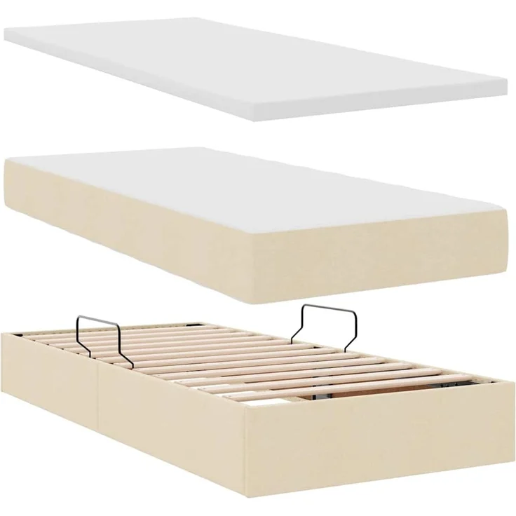 vidaXL LED-Speicherbett mit Matratze Creme 90 x 190 cm Stoff 3371242 – Bild 9