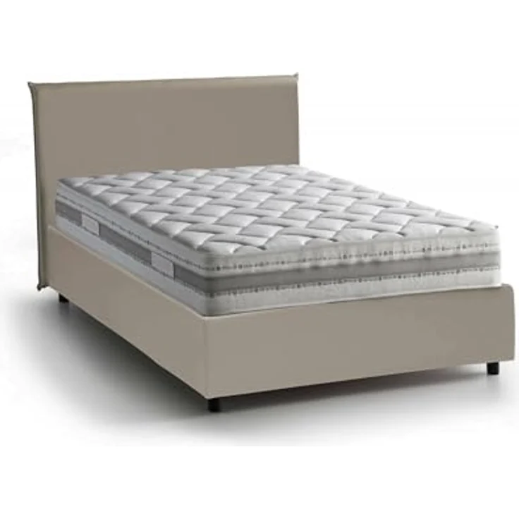 Talamo Italia - Doppelbett Ascenza, Bettkasten mit Kunstlederbezug, 100 % Made in Italy, Öffnung vorne, inklusive Matratze 120 x 190 cm, taubengrau – Bild 3