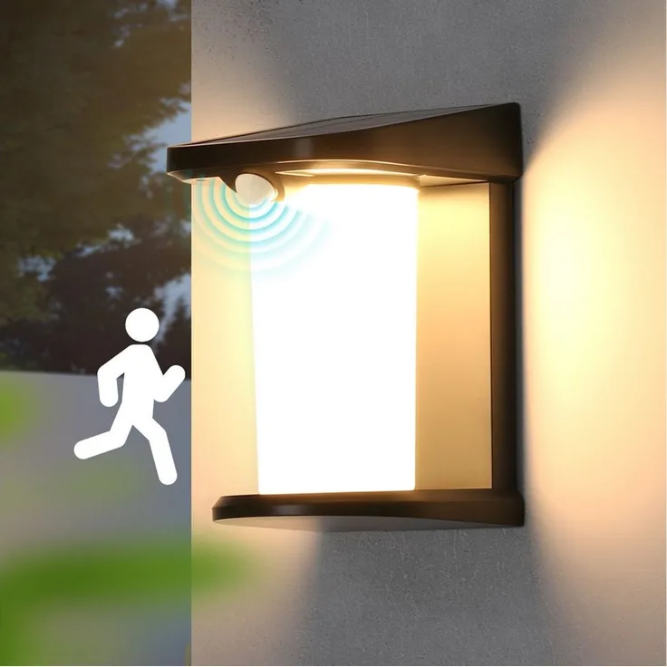 Nettlife LED Außen-Wandleuchte mit Bewegungsmelder Solarleuchte Garten 2 Modi Aussenleuchte 3000K, mit Bewegungsmelder, LED fest integriert, Warmweiß, Aussenlampe für Hof Stufen Haustür Flur