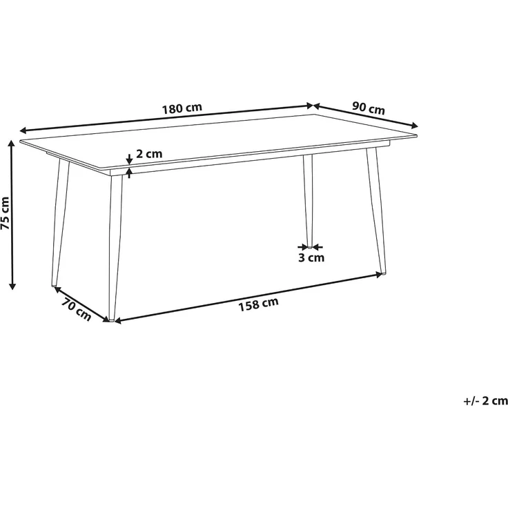 Konferenztisch TOLENTINO 90 cm x 180 cm Grauer Marmor – Bild 3