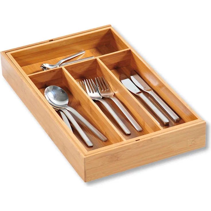 KESPER 5818613 Variabler Besteckkasten Bambus ausziehbar von 26 - 49 cm