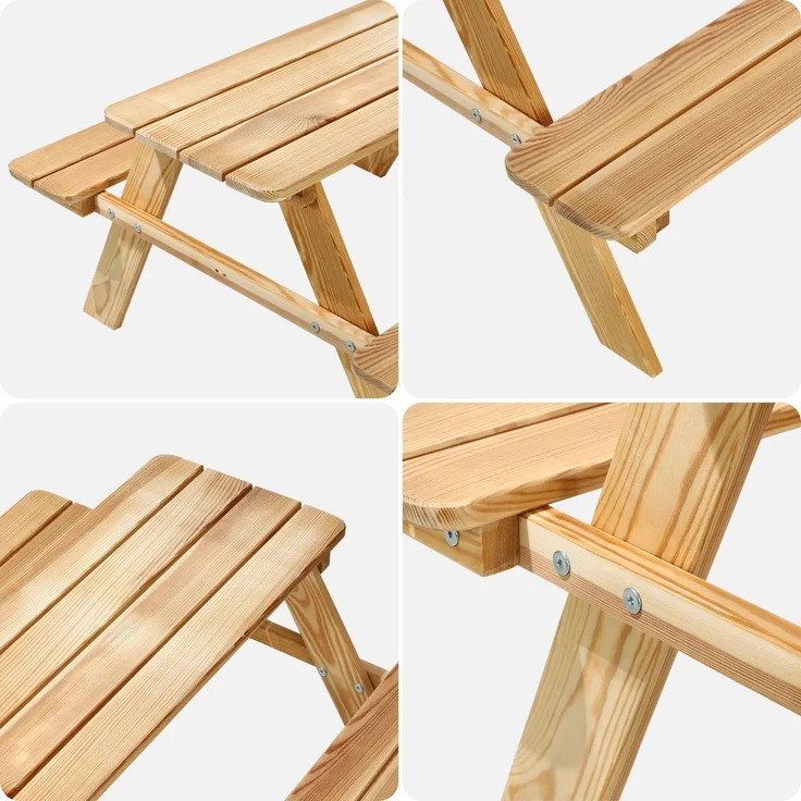 KADAX Gartenbank. Holzbank für Kinder mit Tisch und Tisch für den Garten – Bild 5