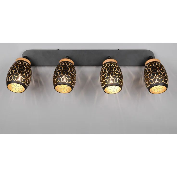 Deckenstrahler BIDAR Schwarz Gold 4-flammig mit Stanzmuster, Breite 74cm – Bild 4