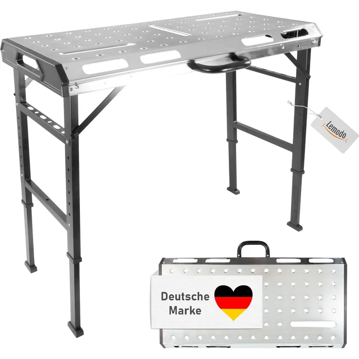 Schweißtisch klappbar, Werkbank höhenverstellbar aus Stahl, Multifunktionstisch bis 450kg belastbar – Bild 1