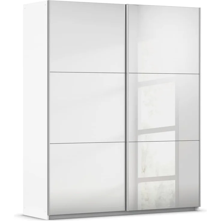 Rauch Möbel Reflect, Schwebetürenschrank, Kleiderschrank, Schrank mit Spiegel, Garderobe, 2-türig, 2 Spiegeltüren, Farbe Alpinweiß, 175 x 210 x 59 cm