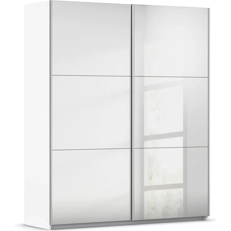 Rauch Möbel Reflect, Schwebetürenschrank, Kleiderschrank, Schrank mit Spiegel, Garderobe, 2-türig, 2 Spiegeltüren, Farbe Alpinweiß, 175 x 210 x 59 cm