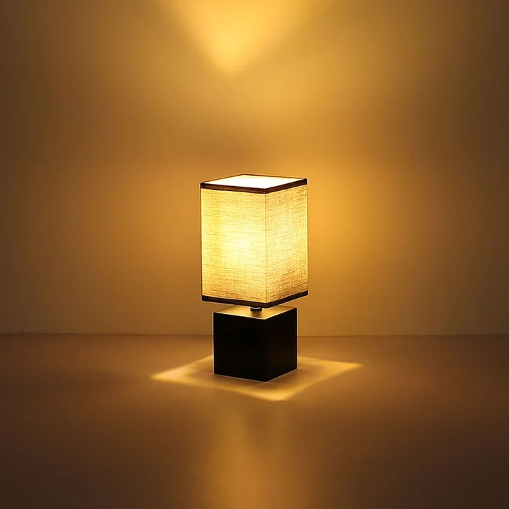 RGB LED Tischleuchte, Holz natur, Textil weiß, H 30 cm – Bild 7