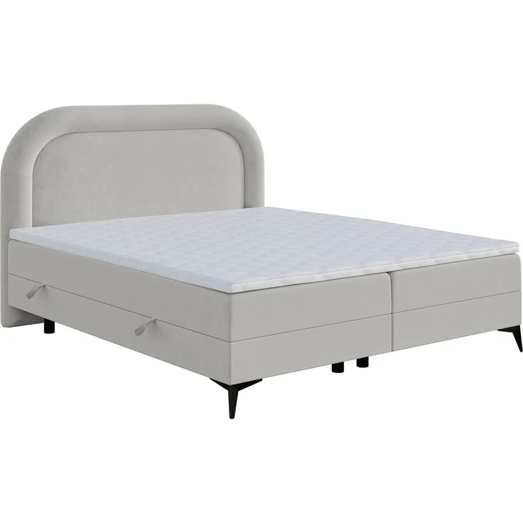 Selsey 'Loreo' Boxspringbett mit Samtbezug, hellbeige , 140x200 cm – Bild 1