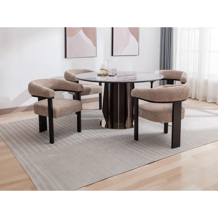 Vente-unique - LIVELIA Stuhl Stoff SchwarzSchokoladenbraun - B 60 cm x H 78 cm x L 64 cm