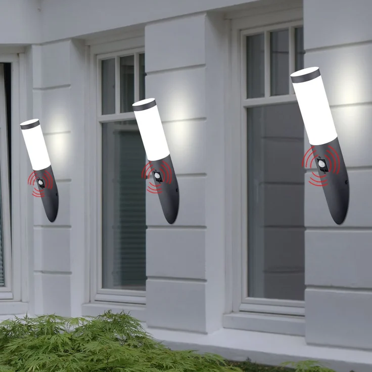 2er Set LED Wandleuchten, Edelstahl, anthrazit, Sensor, H 41 cm – Bild 7