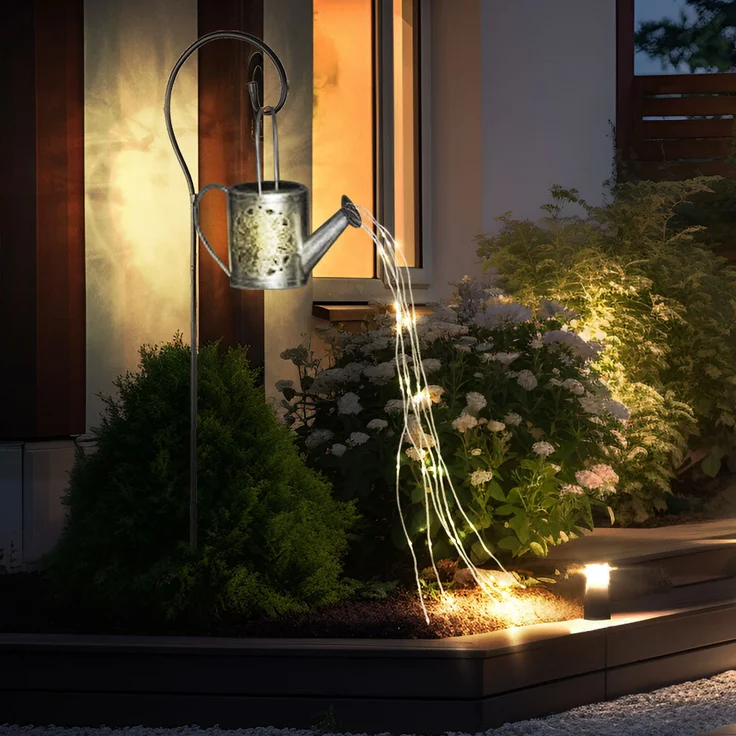 2er Set LED Solar-Steckleuchte, Gießkanne, silber, H 94 cm – Bild 7