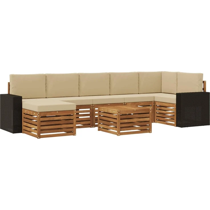 vidaXL Outdoor-Sofagarnitur 8 stk. 8-Sitzer Natur und Beige 3384664 – Bild 2