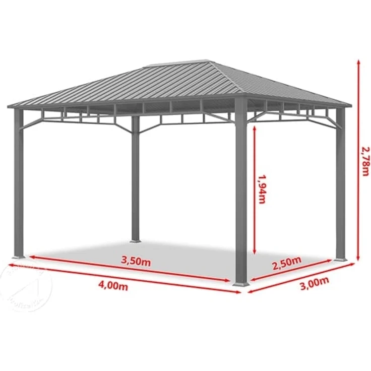 Gartenpavillon 3x4 m Stahldach Hardtop 4 Seitenteile in Grau, Pfosten 9x9 cm – Bild 10