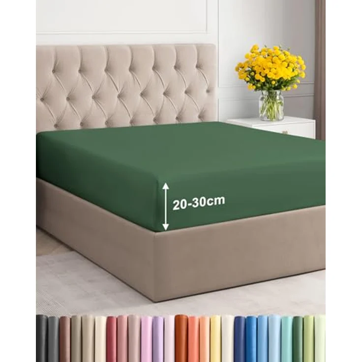 Spannbettlaken 90x200 cm Smaragdgrün - 30cm (12") Tiefe Tasche - Premium Mikrofaser Spannbetttuch - Weich und Knitterfrei - Atmungsaktiv, Hypoallergen und Oeko-TEX Standard 100 Zertifiziert – Bild 1
