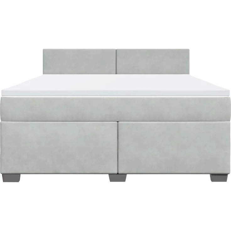 vidaXL Boxspringbett mit Matratze Hellgrau 180x200 cm Samt 3288672 – Bild 6