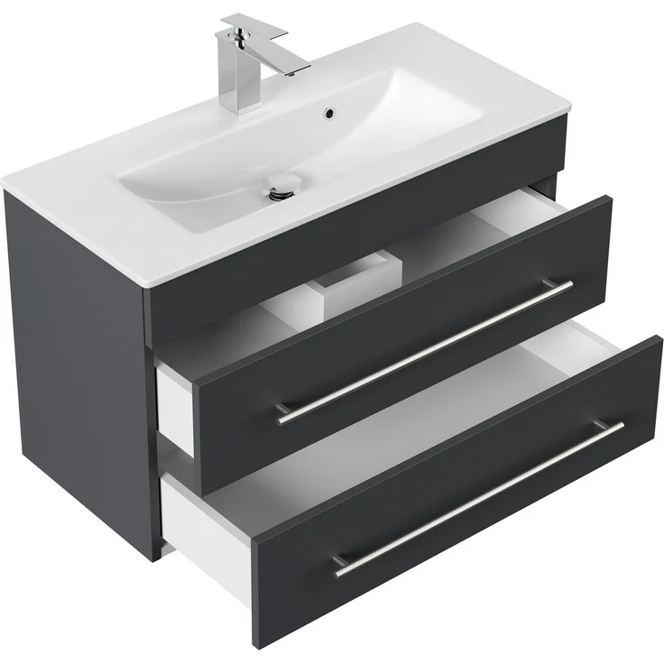 Posseik Badmöbel-Set Badmöbel Waschplatz "Portus 800 SlimLine" 80 cm Grafit – Bild 3