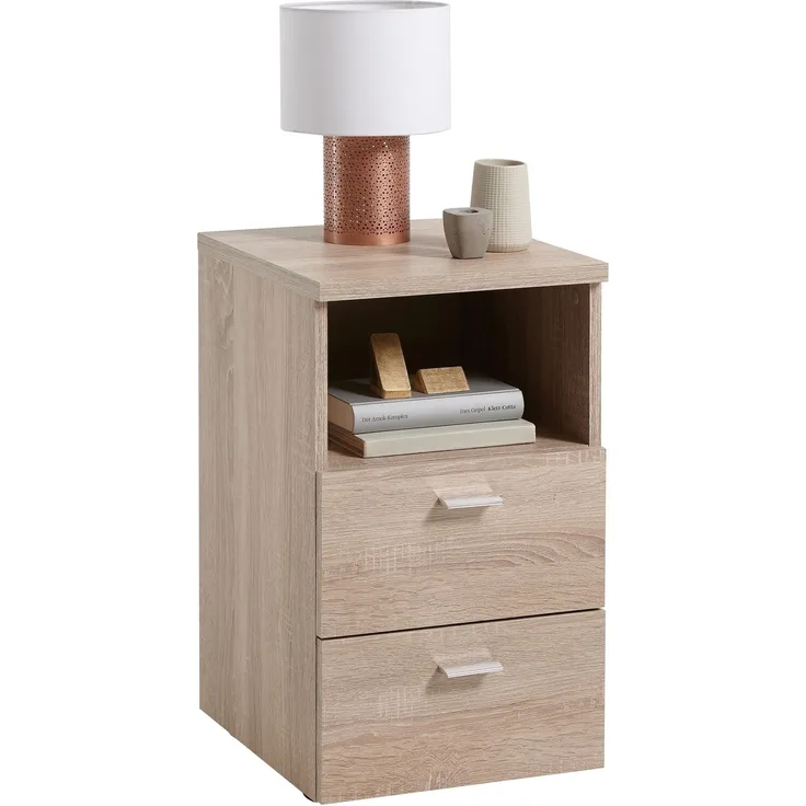 Nachtkonsole >COLIMA 1< in Eiche Dekor - 35x61,5x39,9cm (BxHxT)