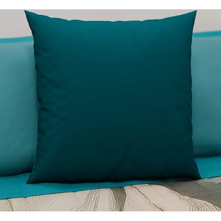 Petti Artigiani Italiani - 1 Paar Kissenbezüge 35 x 35 cm aus Mikrofaser, Dekokissen für Schlafzimmer, Sofa, Set mit 2 Kissenbezügen, doppelseitiger Kissenbezug Tiffany Petrol – Bild 2