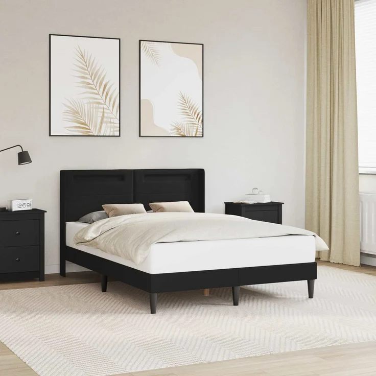 vidaXL Bettrahmen mit LED-Lichtleisten Schwarz 120x190 cm Kunstleder 42027973 – Bild 1
