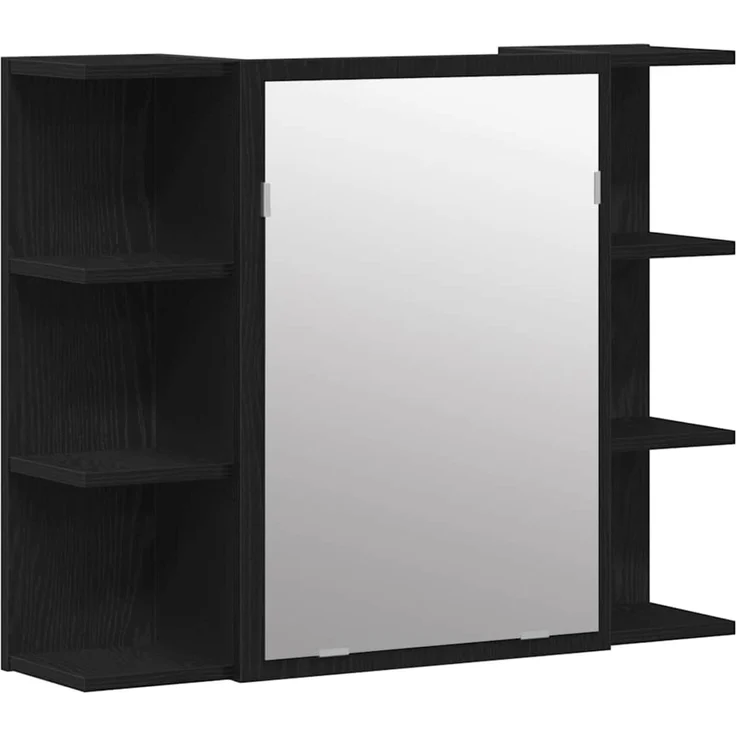 vidaXL Badezimmermöbel-Set mit Regal 4 pcs Schwarz 30 x 30 x 179,5 cm 3333047 – Bild 4