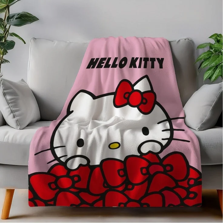 Hello Kitty Flanell Wohndecke für Kinder und Erwachsene 130 x 160 cm – Bild 1