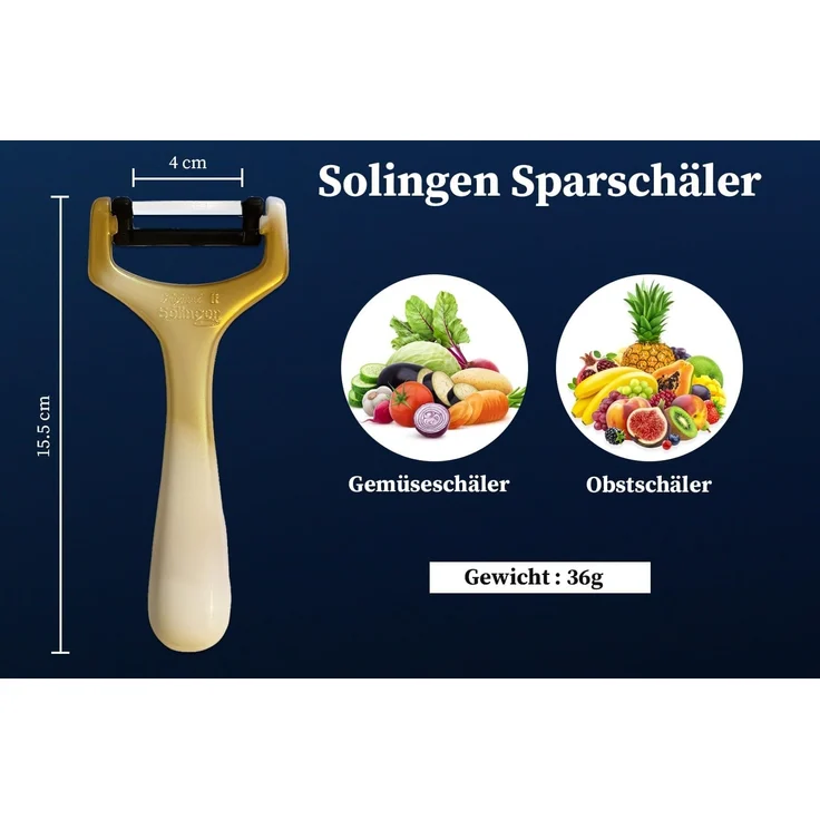 SMI Schälmesser SMI 12-tlg Solingen Schälmesser Sparschäler Gemüsemesser Obstmesser, Küchenmesser Wellenschliff - Gold-Weiß – Bild 5